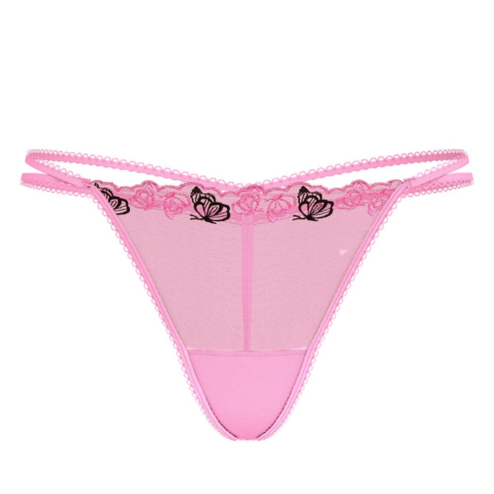 Pink Lace Butterfly Thong Pink VS